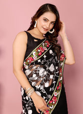Well-Known Looking Black Colour Saree